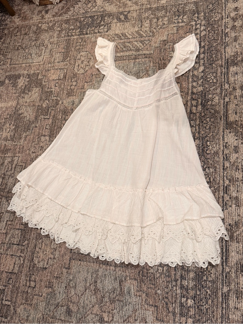 Shabby Chic White Ruffled Eyelet Girls' Dress